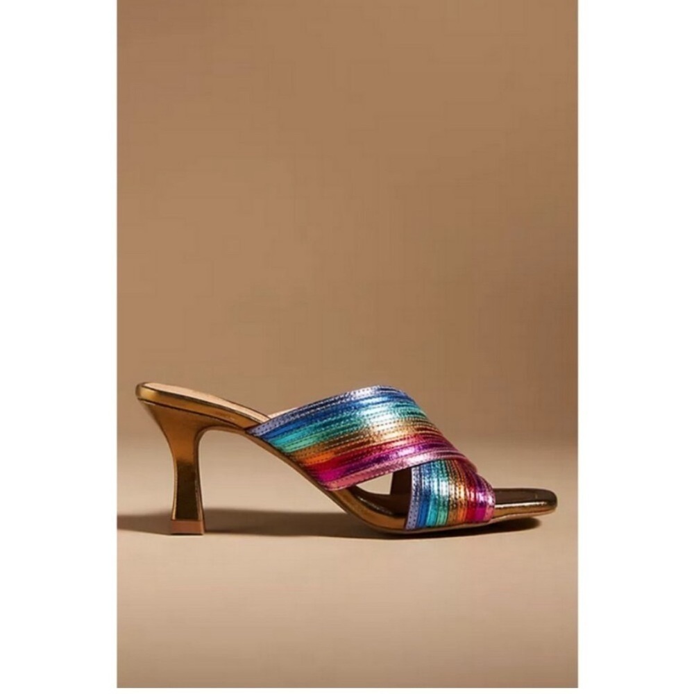 💕SEYCHELLES💕 Fleet Metallic Crisscross Sandal Heels ~ purple lavender New - Picture 9 of 10